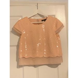 BCBG pink sequence dress shirt